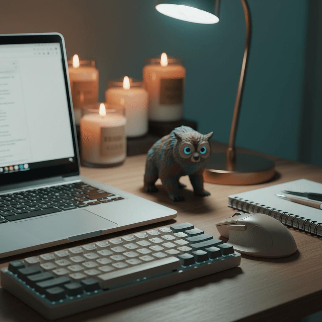 Email contact option with laptop workspace