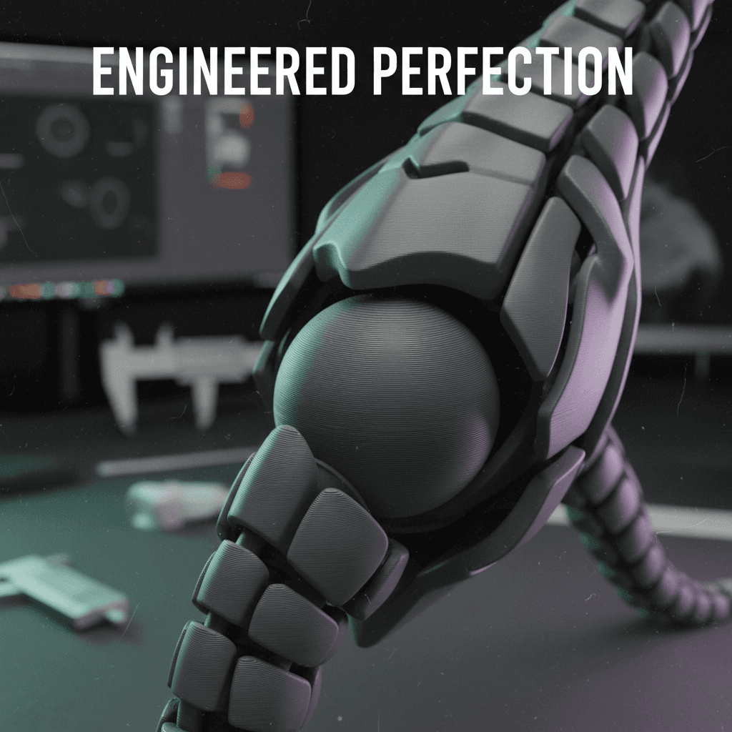 Close-up detail of 3D printed material quality and precision craftsmanship