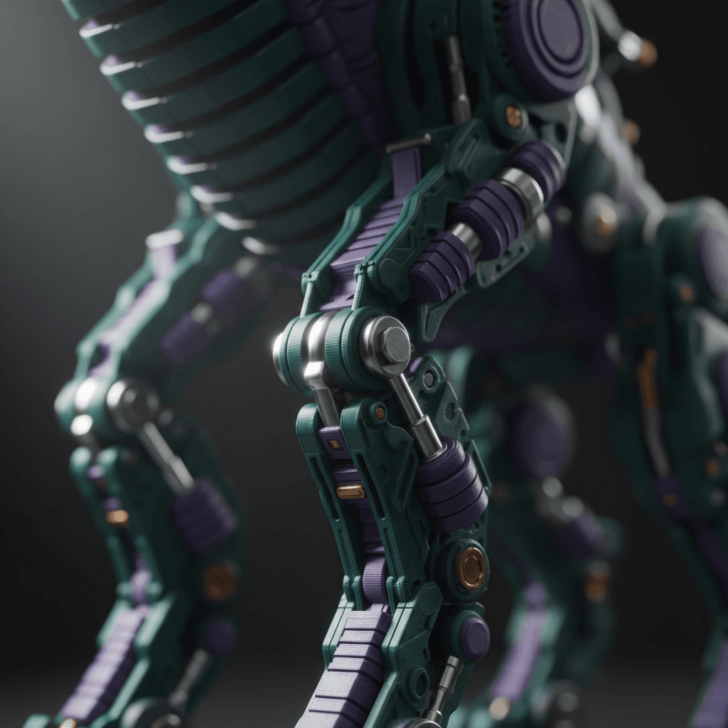 Detailed close-up of articulated joints showing 3D printing precision and craftsmanship