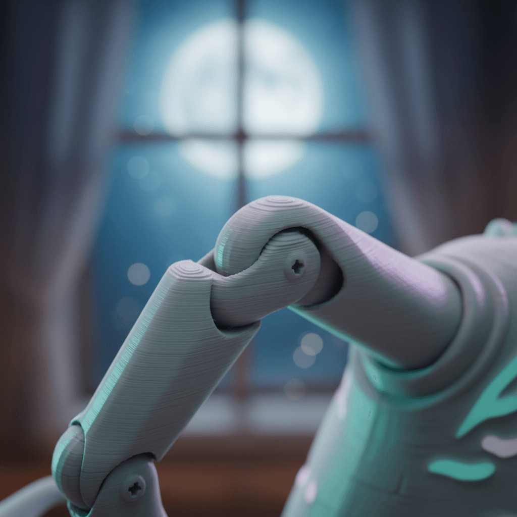 Precision-printed joint detail on creature